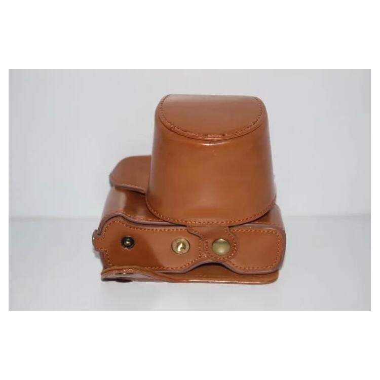 PU Leather Camera Protective Pouch Bag + Strap for Fujifilm X-T100 - Brown-2