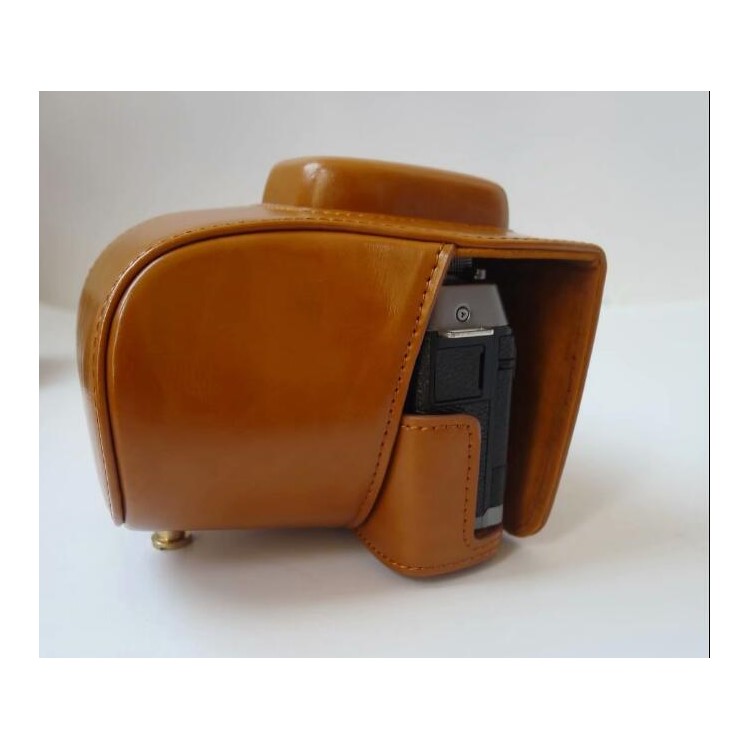 PU Leather Camera Protective Pouch Bag + Strap for Fujifilm X-T100 - Brown-6