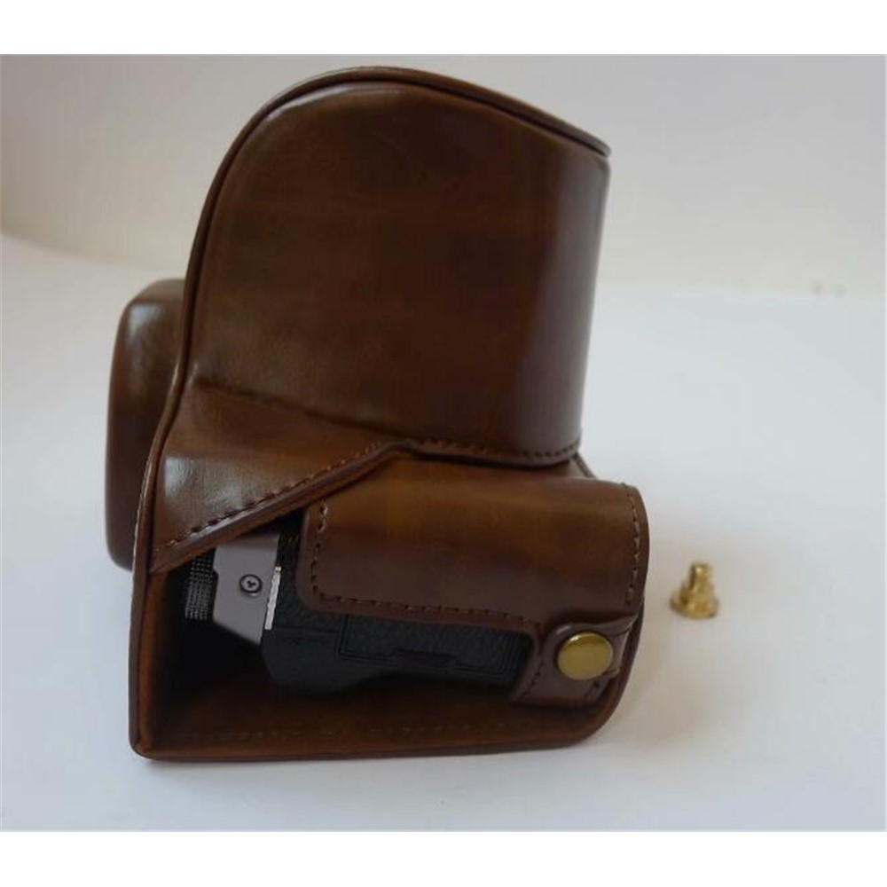 PU Leather Camera Protection Case Cover + Strap for Fujifilm X-T100 - Coffee-10