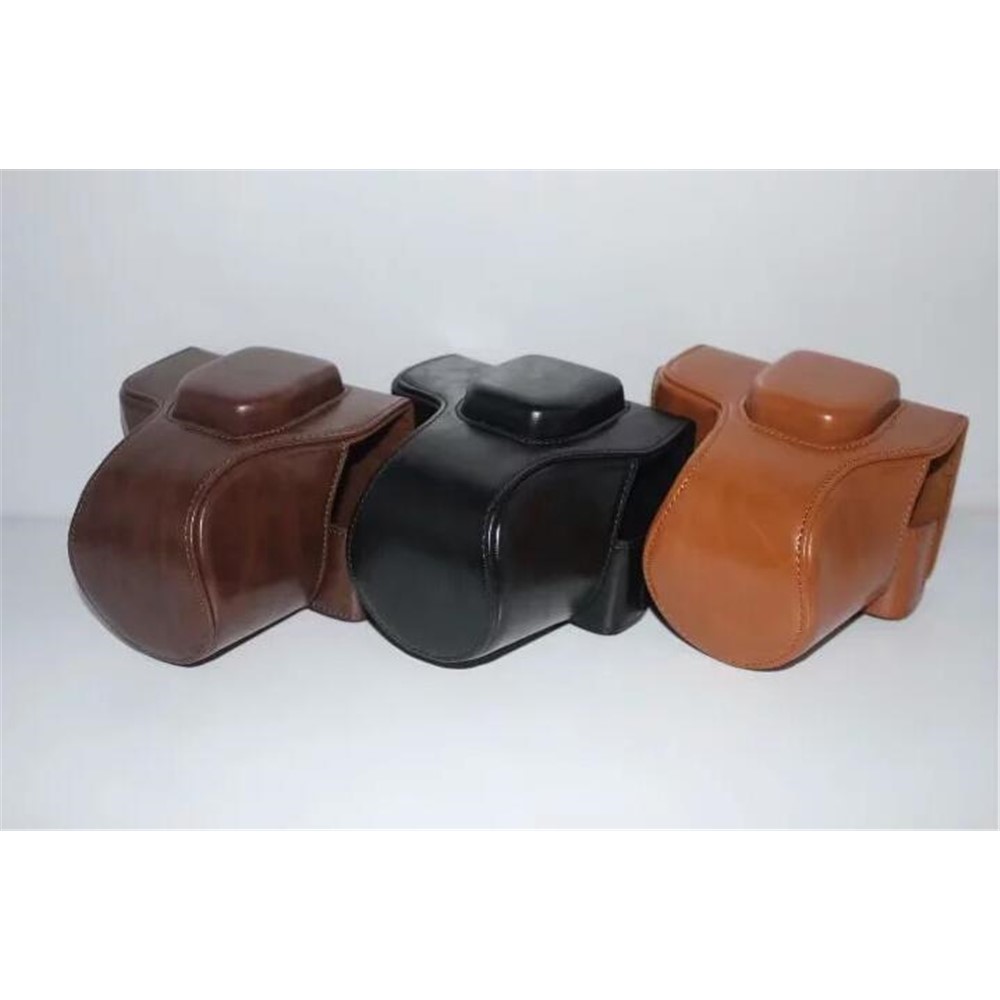PU Leather Camera Protection Case Cover + Strap for Fujifilm X-T100 - Coffee-19