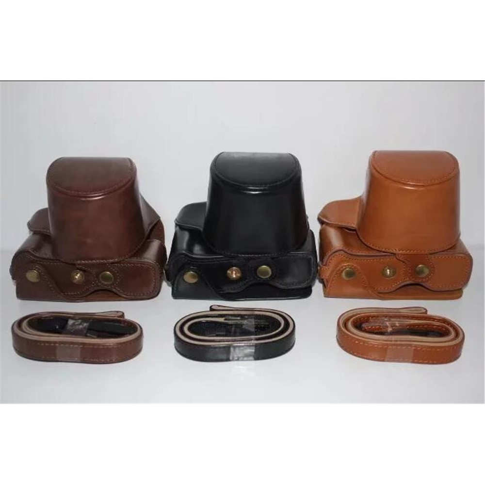 PU Leather Camera Protection Case Cover + Strap for Fujifilm X-T100 - Coffee-20