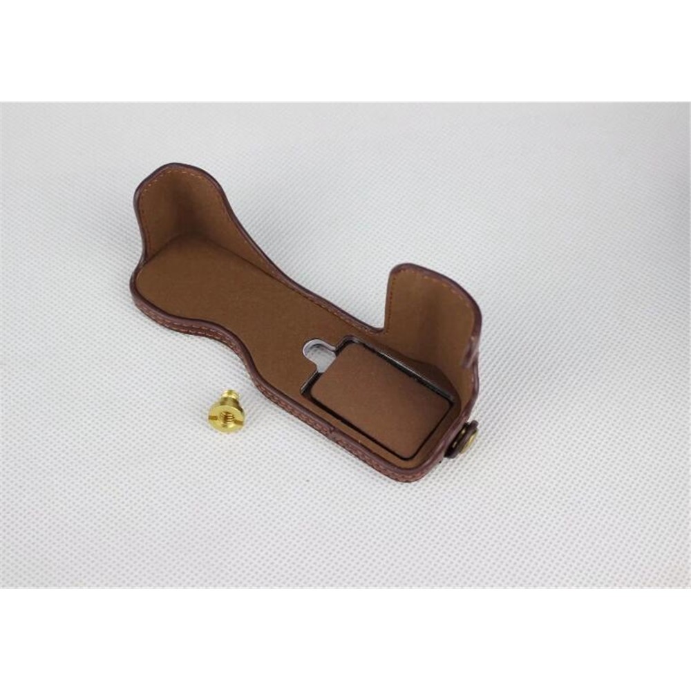 Genuine Leather Half Bottom Camera Protection Shell for Fujifilm X-T100 - Coffee-10