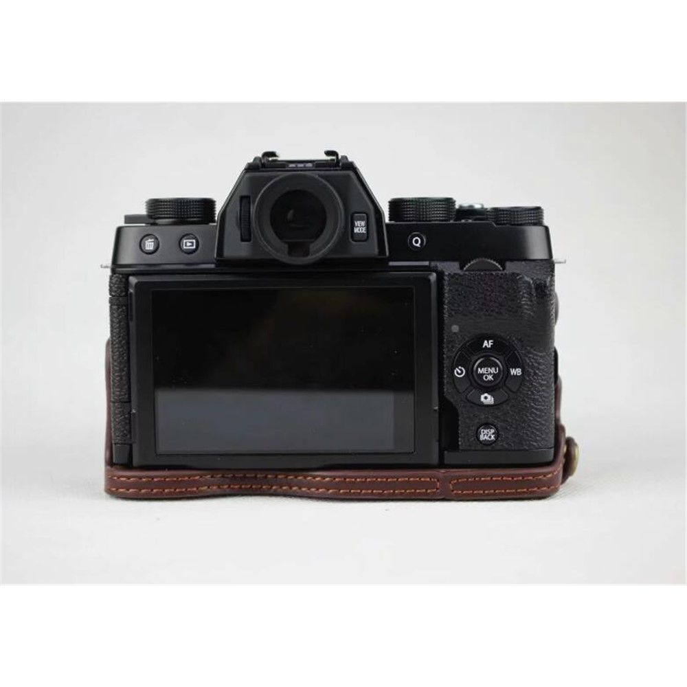 Genuine Leather Half Bottom Camera Protection Shell for Fujifilm X-T100 - Coffee-2
