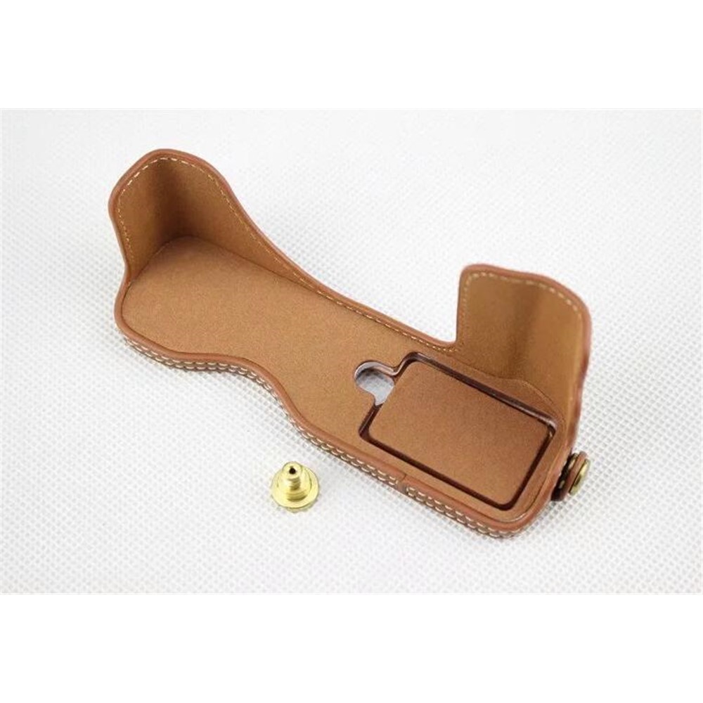 PU Leather Half Bottom Camera Protection Cover Shell for Fujifilm X-T100 - Brown-10