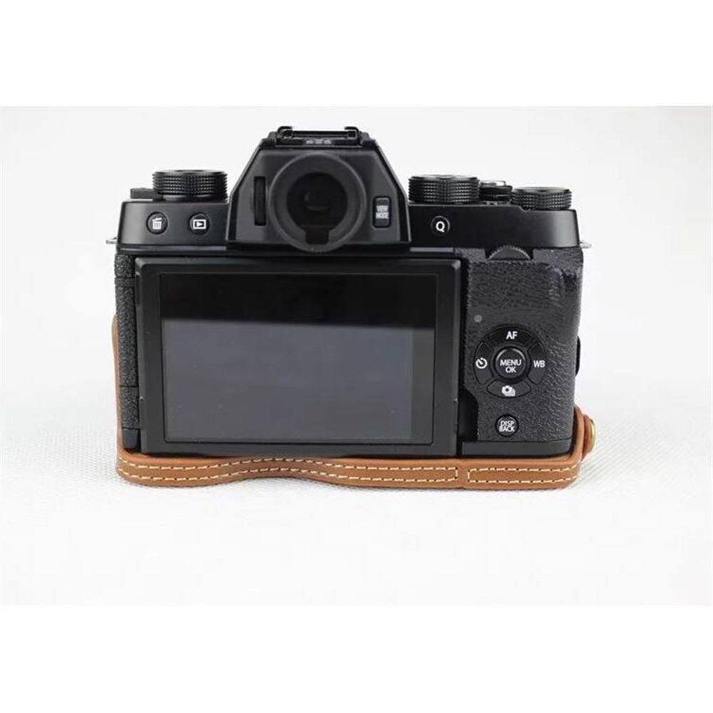 PU Leather Half Bottom Camera Protection Cover Shell for Fujifilm X-T100 - Brown-2