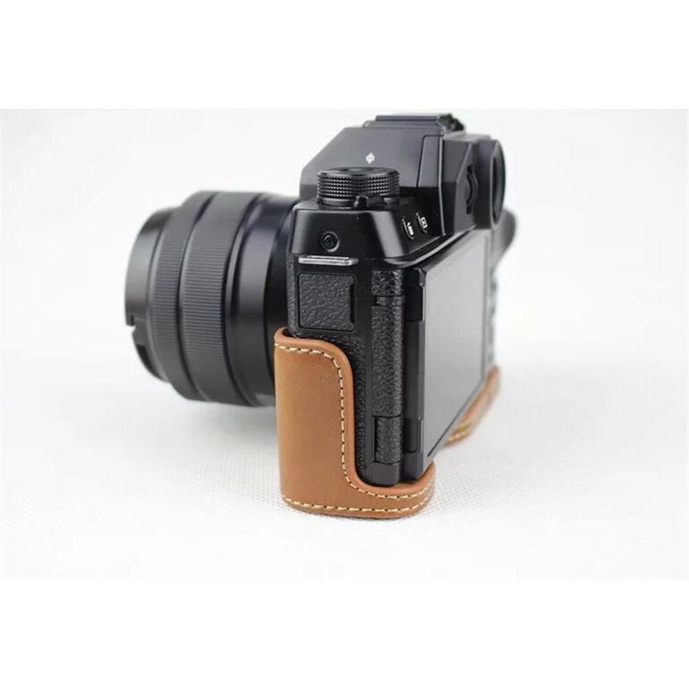 PU Leather Half Bottom Camera Protection Cover Shell for Fujifilm X-T100 - Brown-3