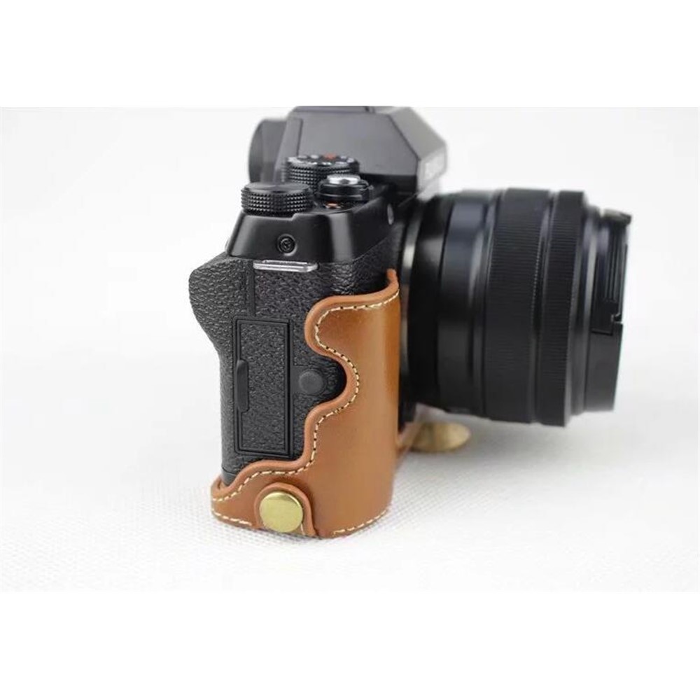 PU Leather Half Bottom Camera Protection Cover Shell for Fujifilm X-T100 - Brown-4