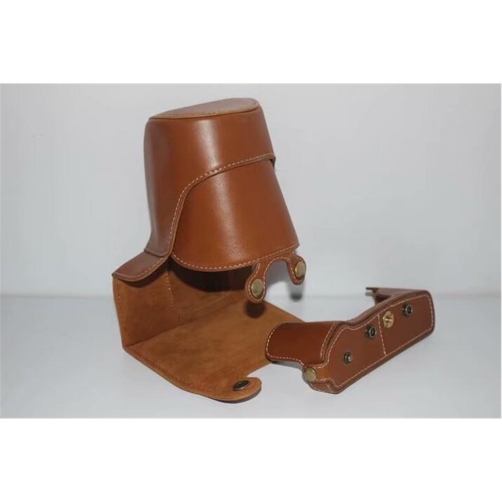 PU Leather Camera Protective Cover Case + Strap + Camera Lens Bag for Olympus EM5II / E-M5 Mark II - Brown-2