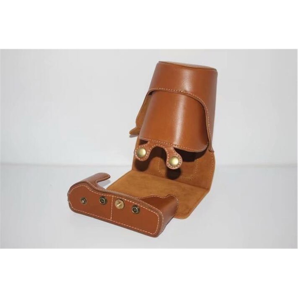 PU Leather Camera Protective Cover Case + Strap + Camera Lens Bag for Olympus EM5II / E-M5 Mark II - Brown-3