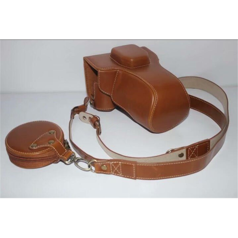 PU Leather Camera Protective Cover Case + Strap + Camera Lens Bag for Olympus EM5II / E-M5 Mark II - Brown-8