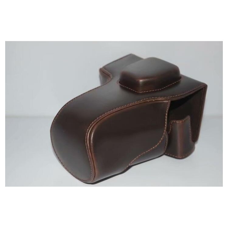 PU Leather Camera Protection Case Bag + Strap + Camera Lens Bag for Olympus EM5II / E-M5 Mark II - Coffee-5