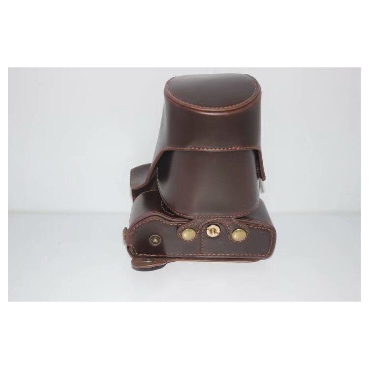 PU Leather Camera Protection Case Bag + Strap + Camera Lens Bag for Olympus EM5II / E-M5 Mark II - Coffee-6