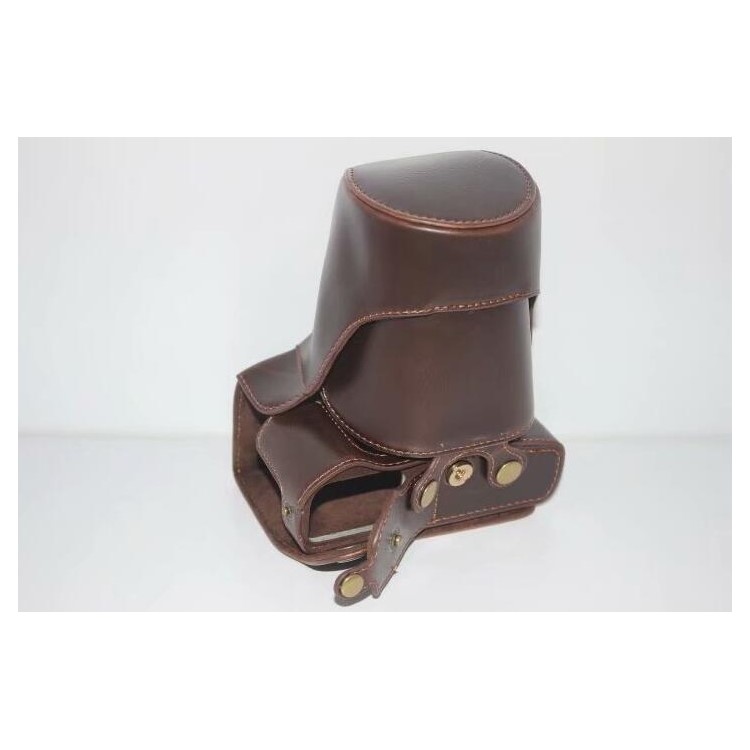 PU Leather Camera Protection Case Bag + Strap + Camera Lens Bag for Olympus EM5II / E-M5 Mark II - Coffee-7