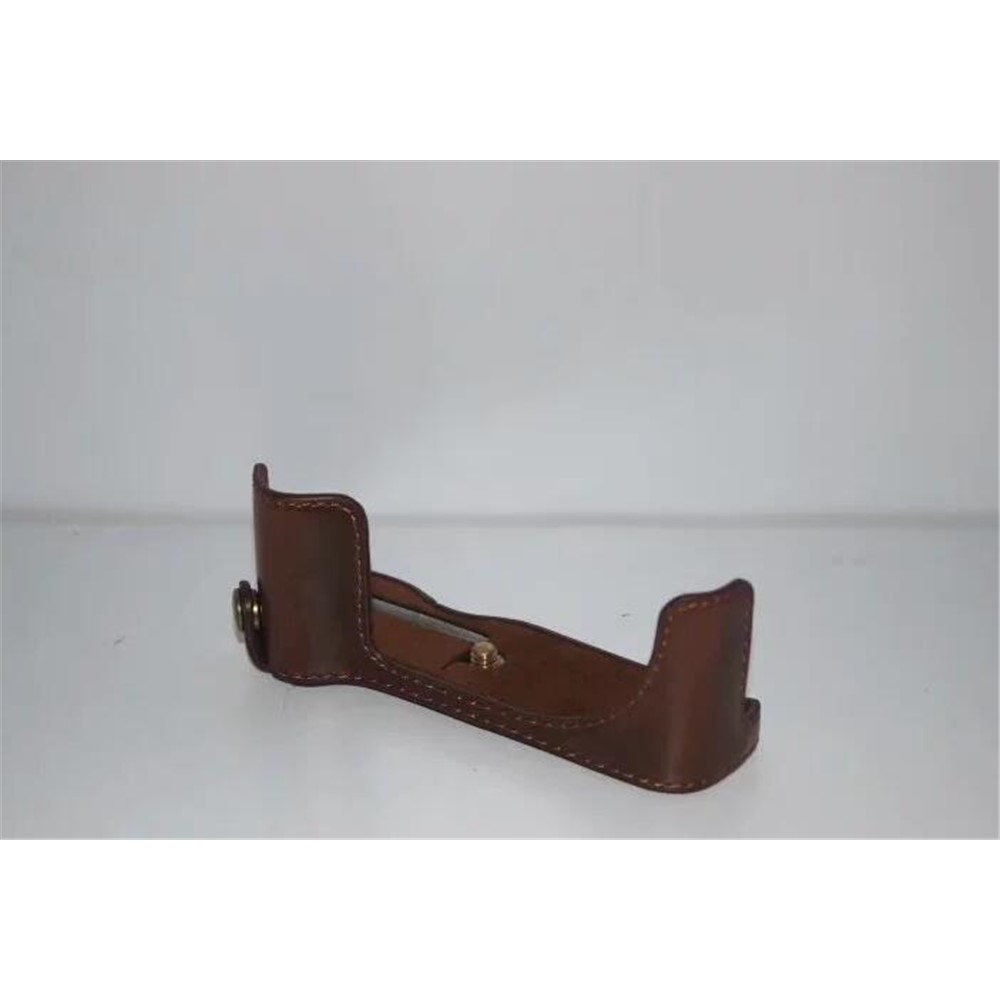 Camera Half Bottom Case PU Leather Protective Shell + Wrist Strap for Canon PowerShot G5 X - Coffee-4