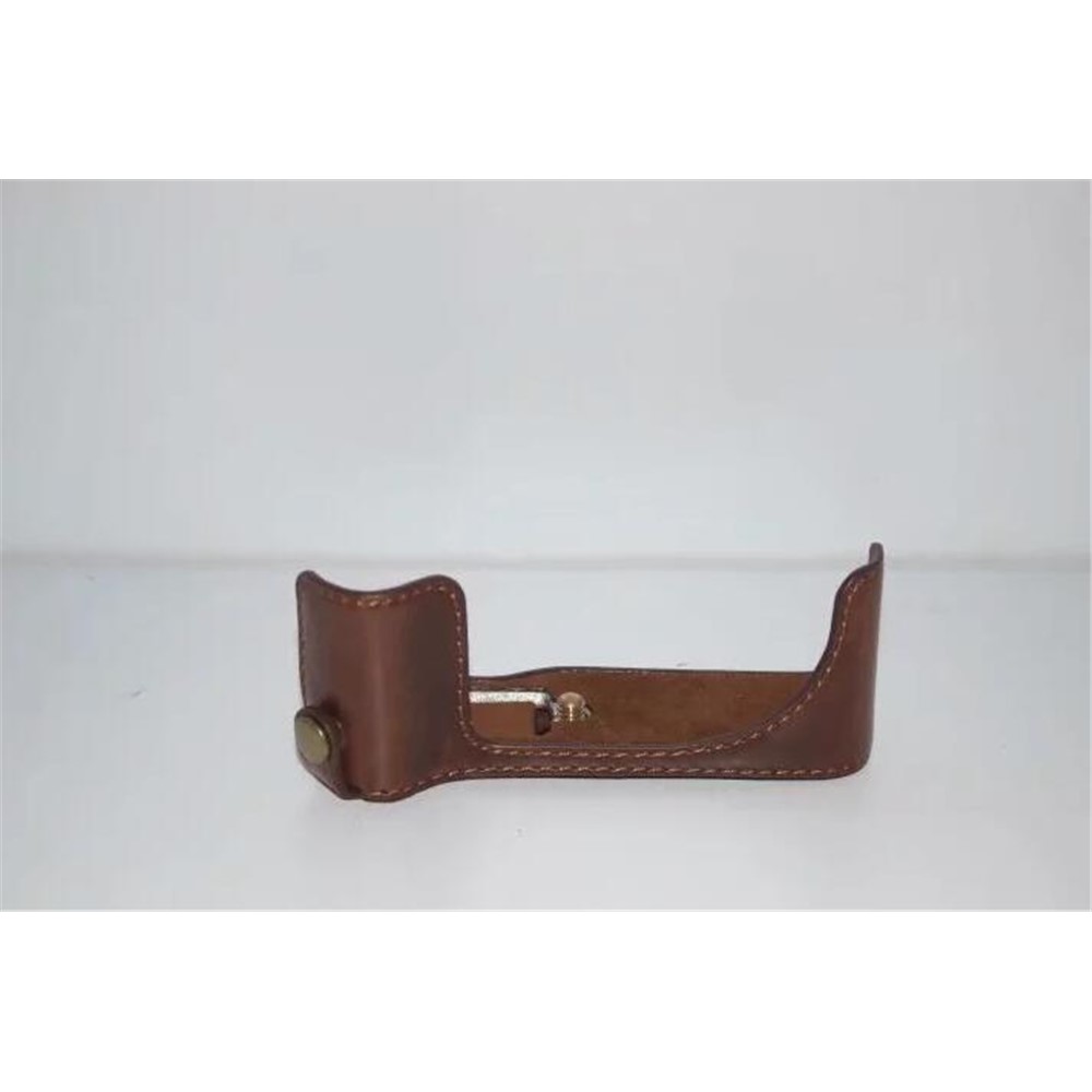 Camera Half Bottom Case PU Leather Protective Shell + Wrist Strap for Canon PowerShot G5 X - Coffee-7