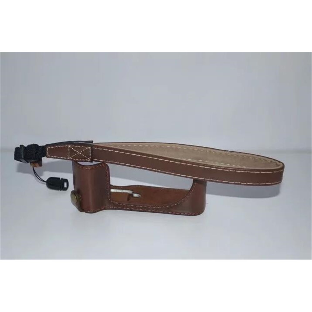 Camera Half Bottom Case PU Leather Protective Shell + Wrist Strap for Canon PowerShot G5 X - Coffee-8