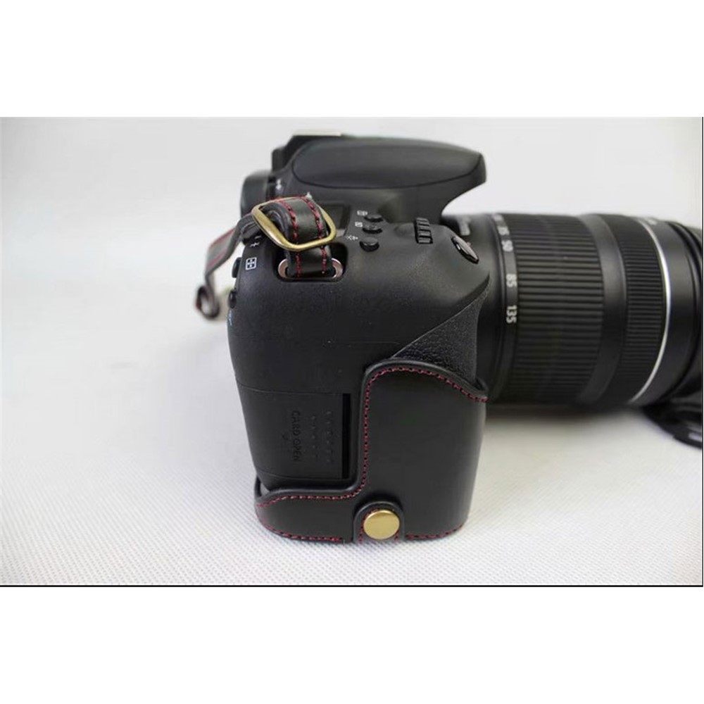 PU Leather Camera Protective Pouch Bag + Strap + Camera Lens Bag for Canon EOS 77D / 800D - Black-10