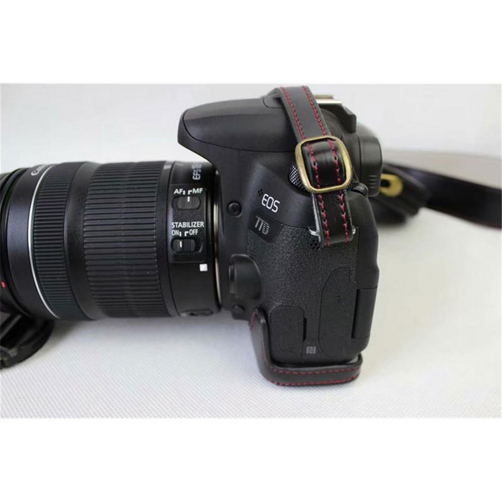 PU Leather Camera Protective Pouch Bag + Strap + Camera Lens Bag for Canon EOS 77D / 800D - Black-11