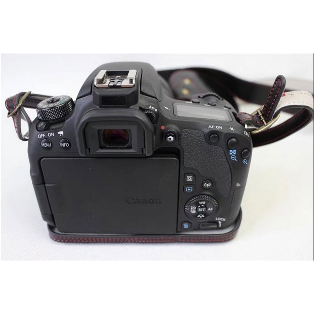 PU Leather Camera Protective Pouch Bag + Strap + Camera Lens Bag for Canon EOS 77D / 800D - Black-12