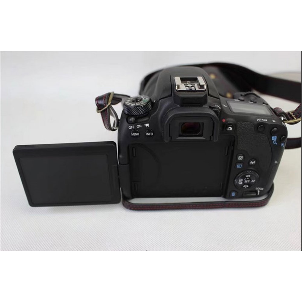 PU Leather Camera Protective Pouch Bag + Strap + Camera Lens Bag for Canon EOS 77D / 800D - Black-13