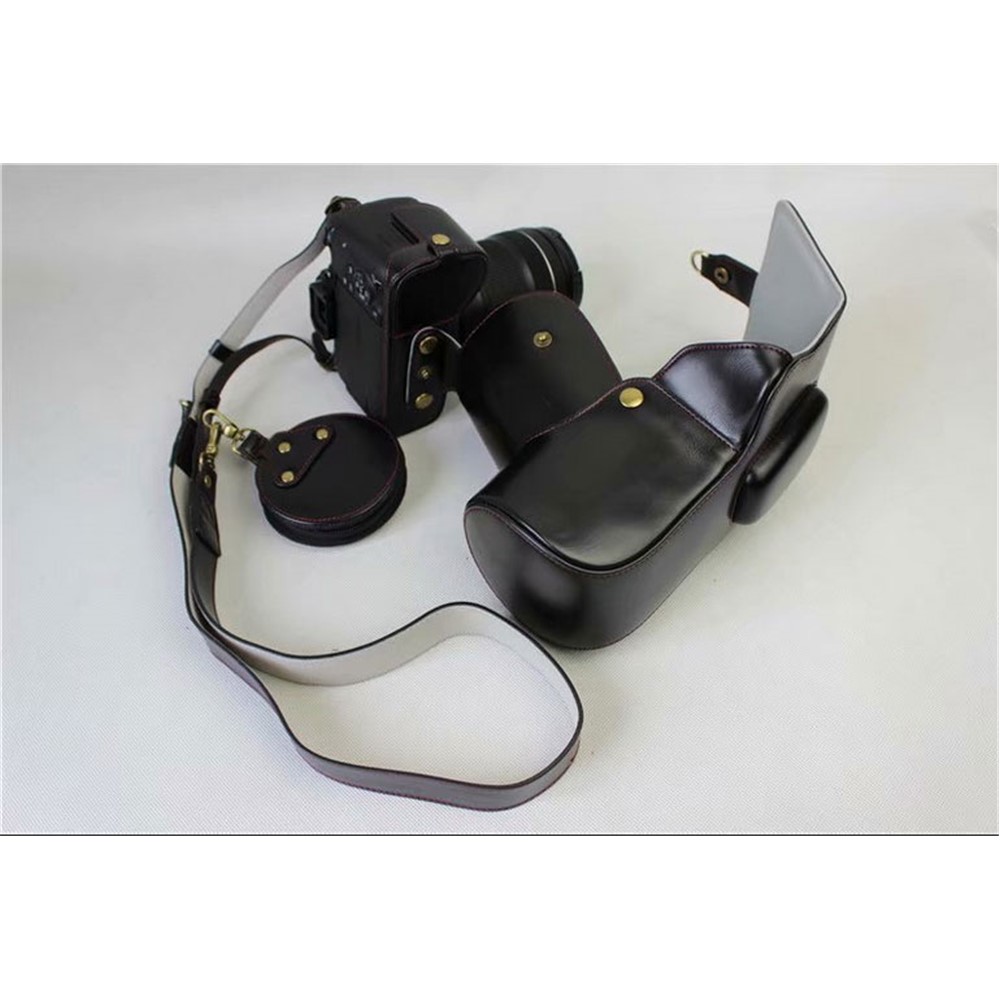 PU Leather Camera Protective Pouch Bag + Strap + Camera Lens Bag for Canon EOS 77D / 800D - Black-17