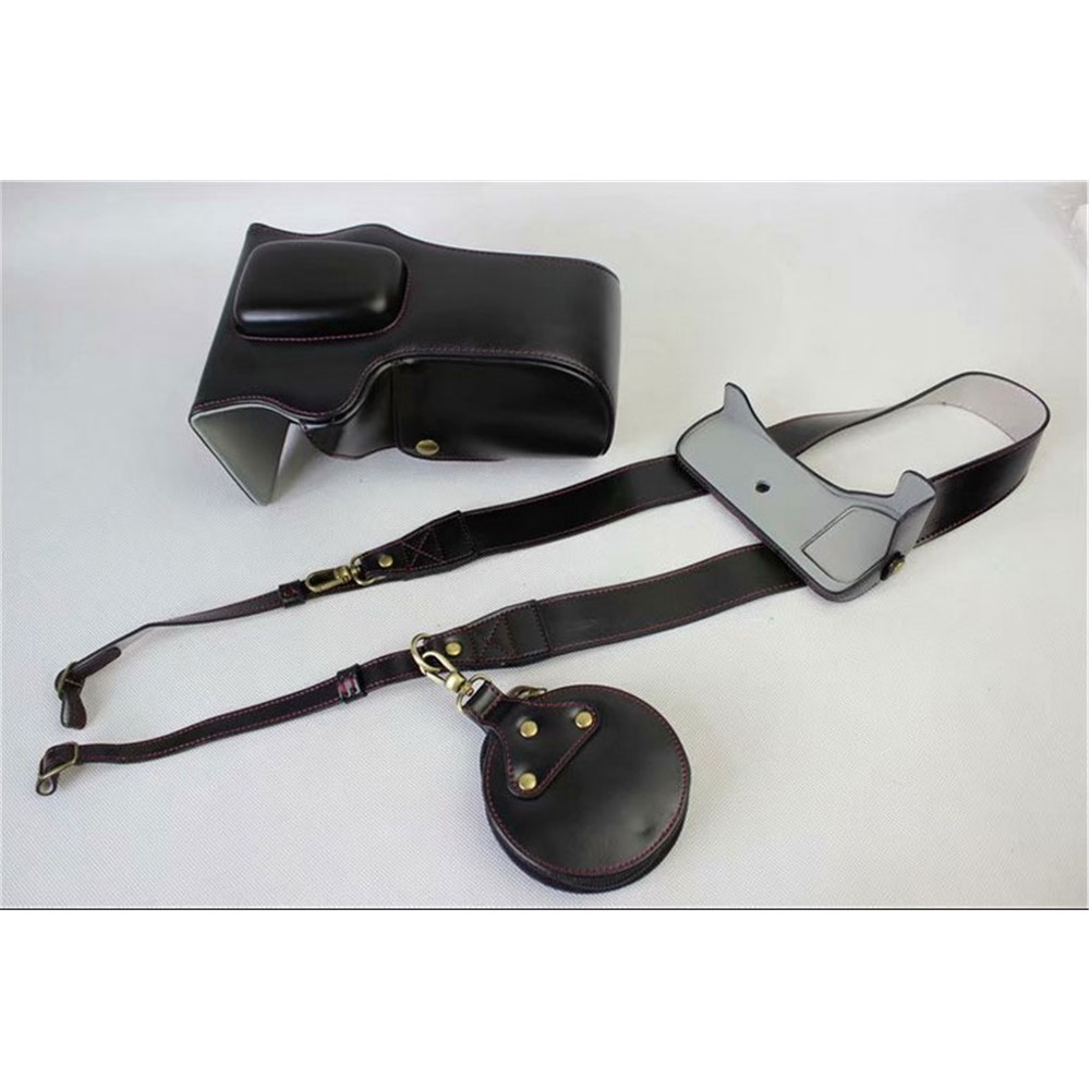 PU Leather Camera Protective Pouch Bag + Strap + Camera Lens Bag for Canon EOS 77D / 800D - Black-25