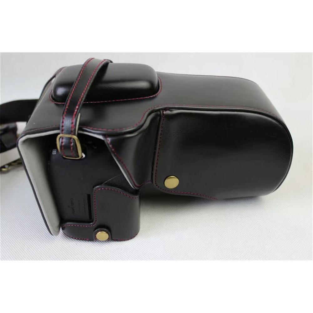 PU Leather Camera Protective Pouch Bag + Strap + Camera Lens Bag for Canon EOS 77D / 800D - Black-4