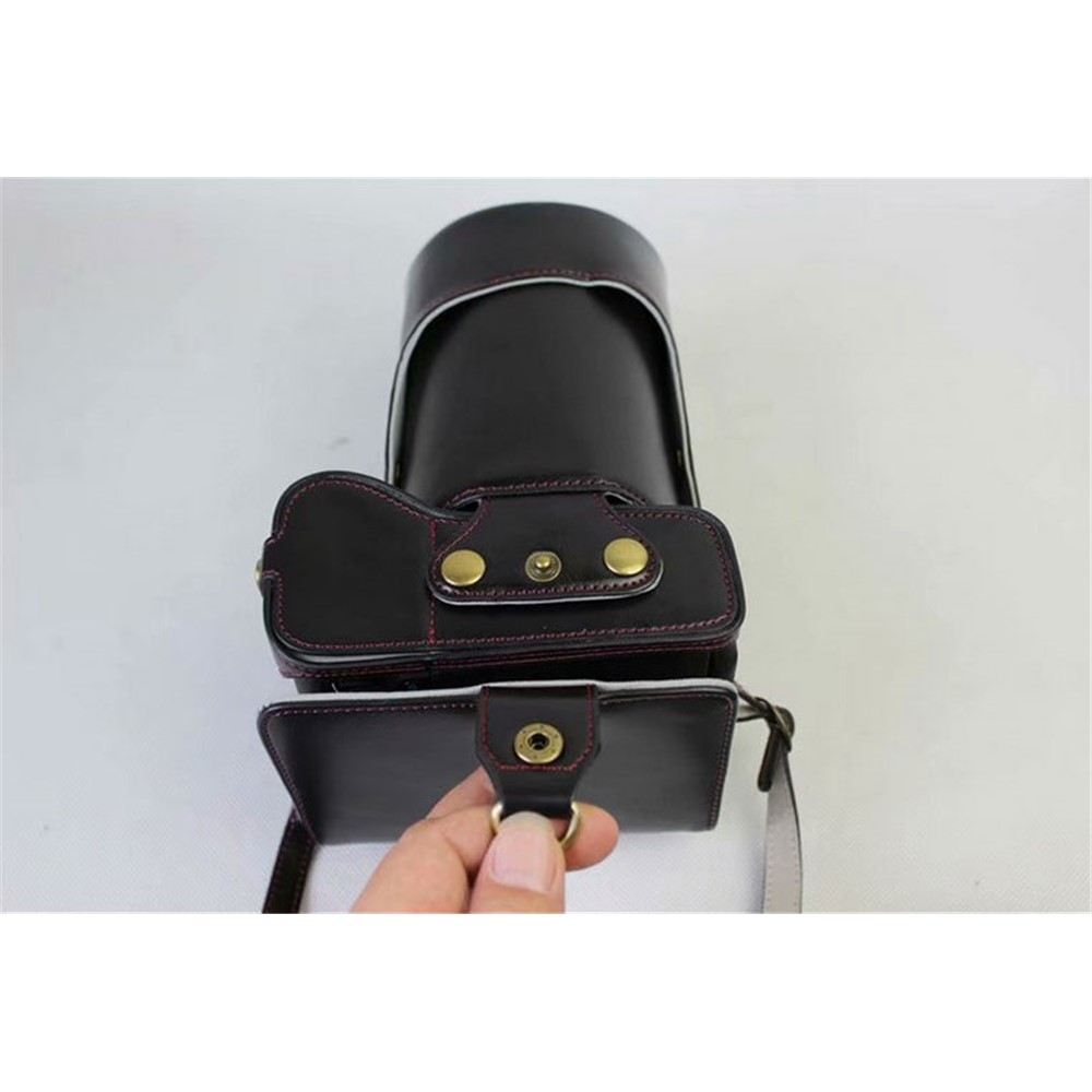 PU Leather Camera Protective Pouch Bag + Strap + Camera Lens Bag for Canon EOS 77D / 800D - Black-5