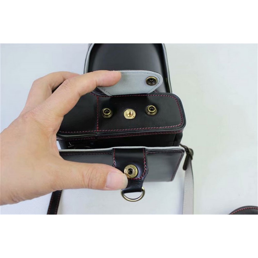 PU Leather Camera Protective Pouch Bag + Strap + Camera Lens Bag for Canon EOS 77D / 800D - Black-6