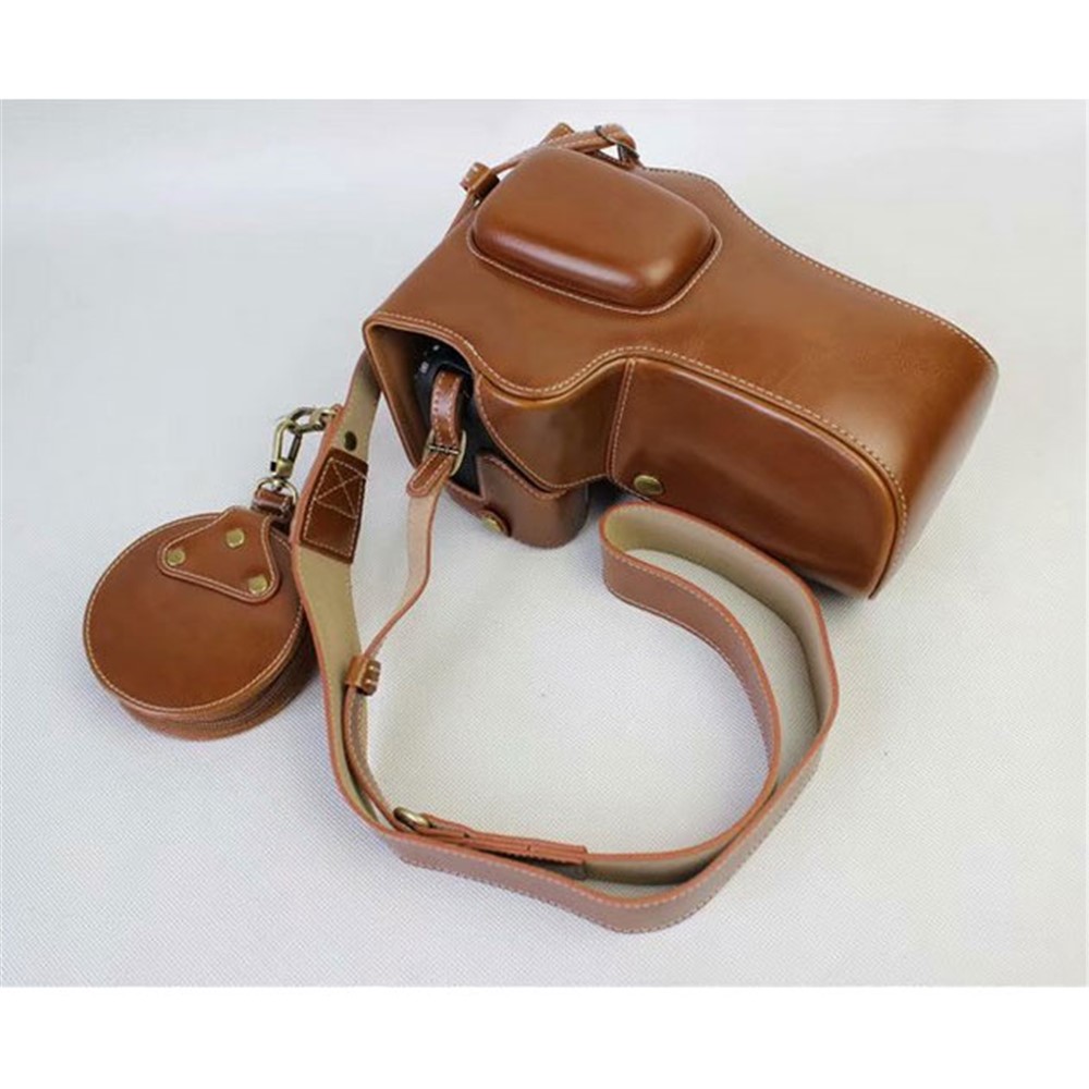 PU Leather Camera Protective Pouch Case + Strap + Camera Lens Bag for Canon EOS 77D / 800D - Brown-1