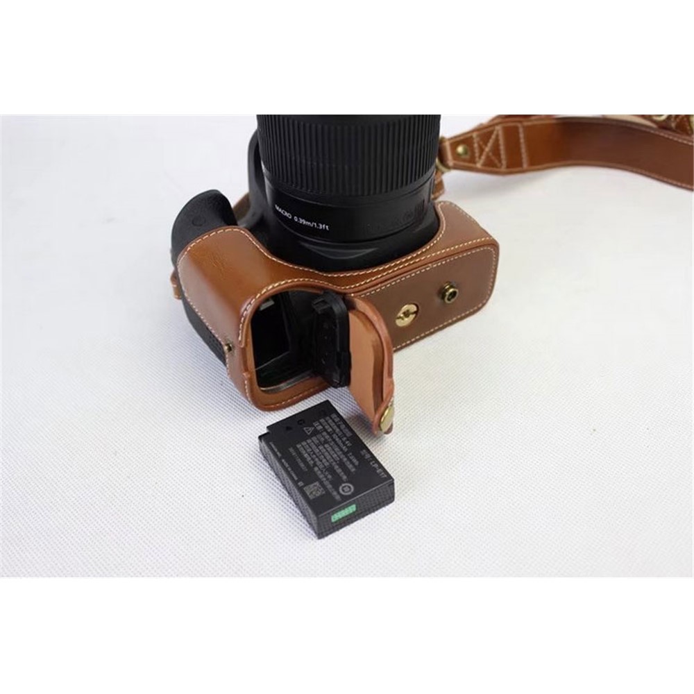 PU Leather Camera Protective Pouch Case + Strap + Camera Lens Bag for Canon EOS 77D / 800D - Brown-4