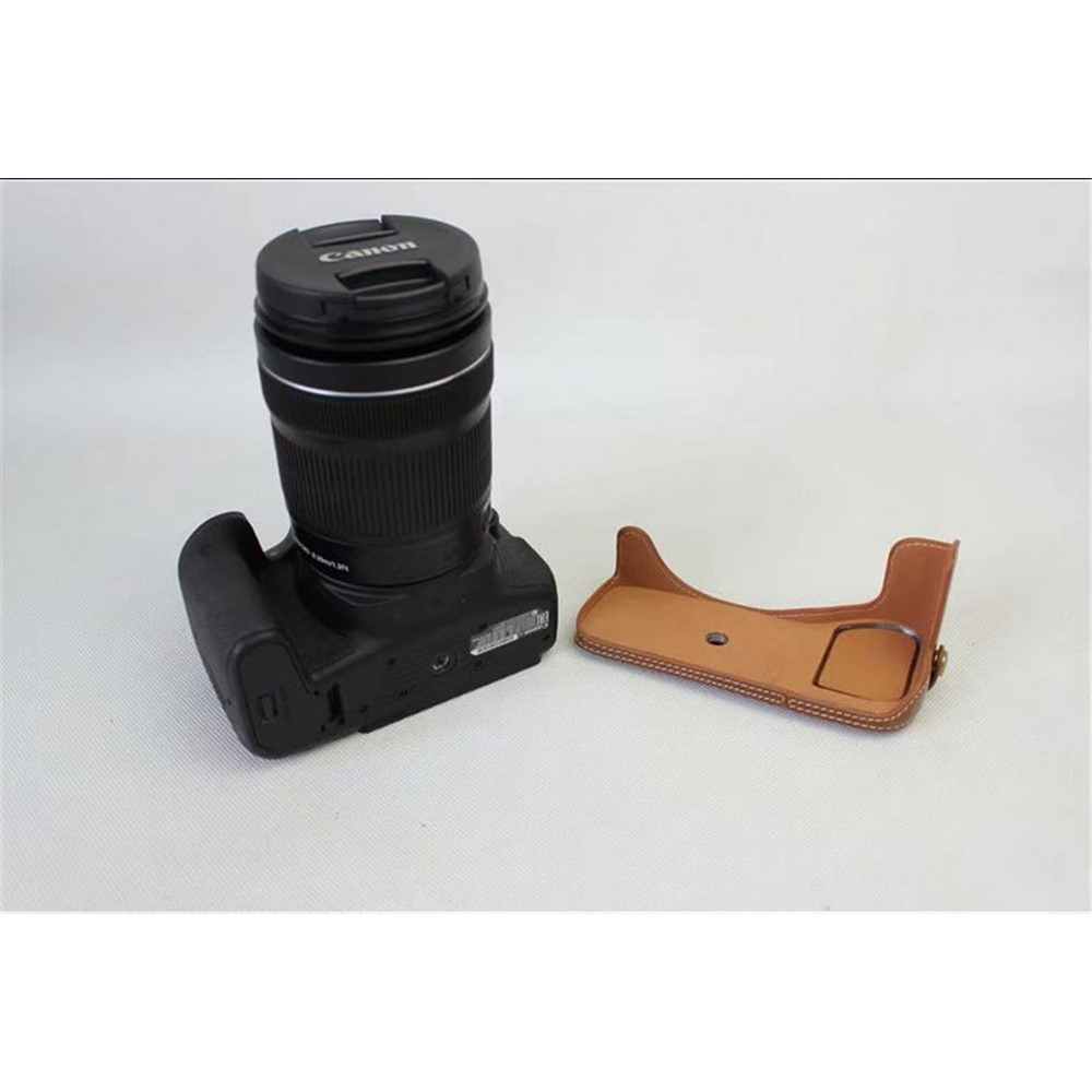 PU Leather Camera Protective Pouch Case + Strap + Camera Lens Bag for Canon EOS 77D / 800D - Brown-5
