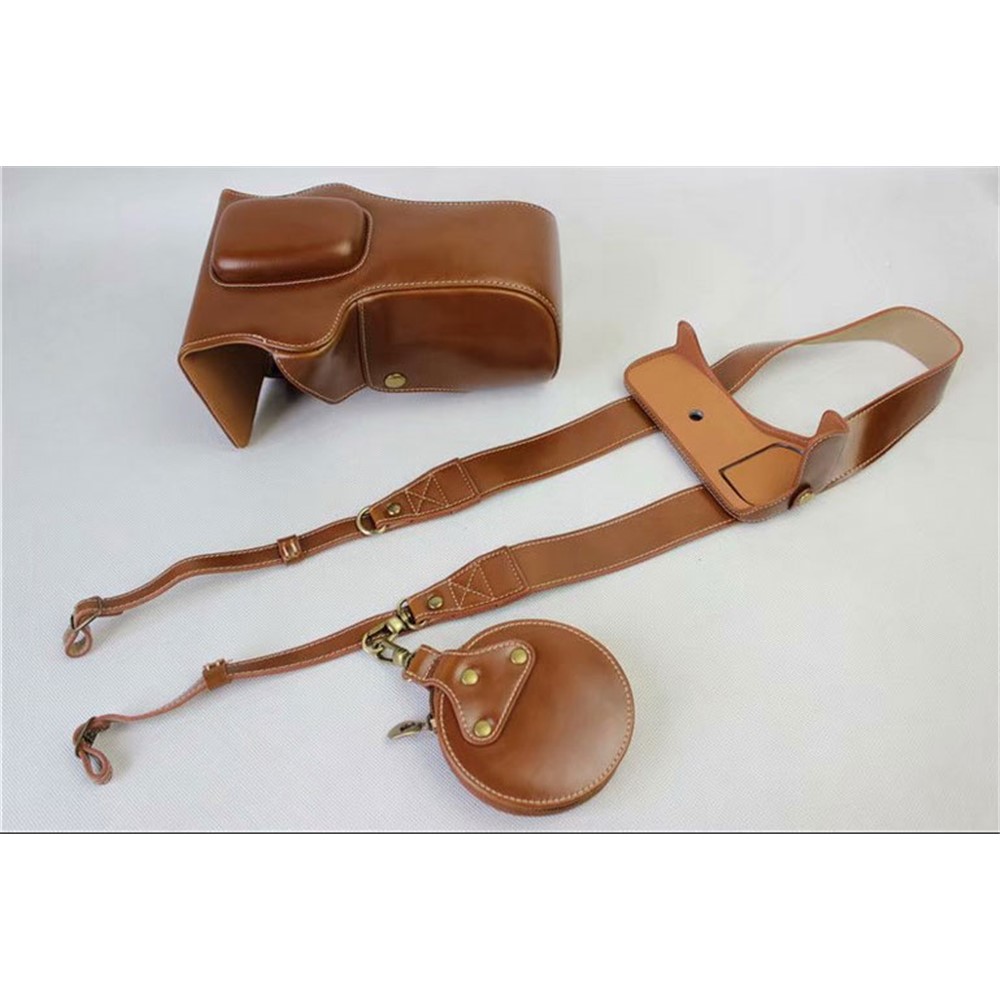 PU Leather Camera Protective Pouch Case + Strap + Camera Lens Bag for Canon EOS 77D / 800D - Brown-6