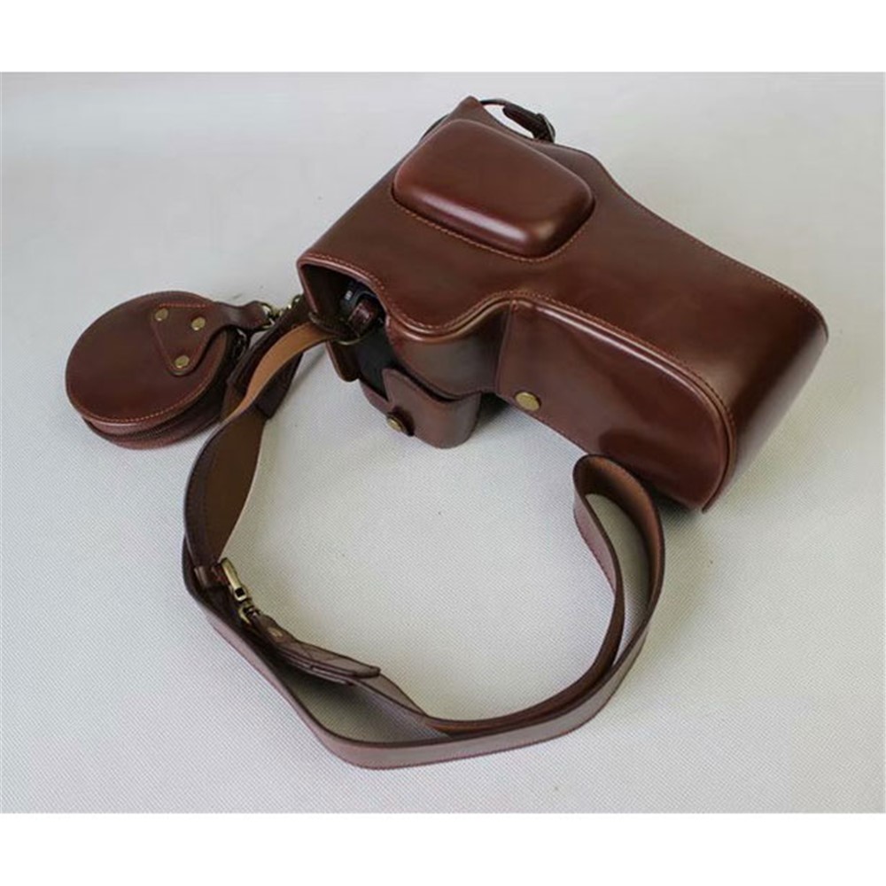 PU Leather Camera Protective Pouch Shell + Strap + Camera Lens Bag for Canon EOS 77D / 800D - Coffee-1
