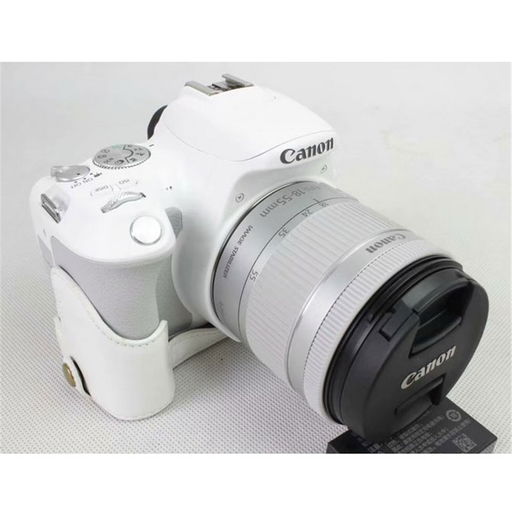 PU Leather Half Bottom Camera Protection Cover for Canon EOS 200D - White-2