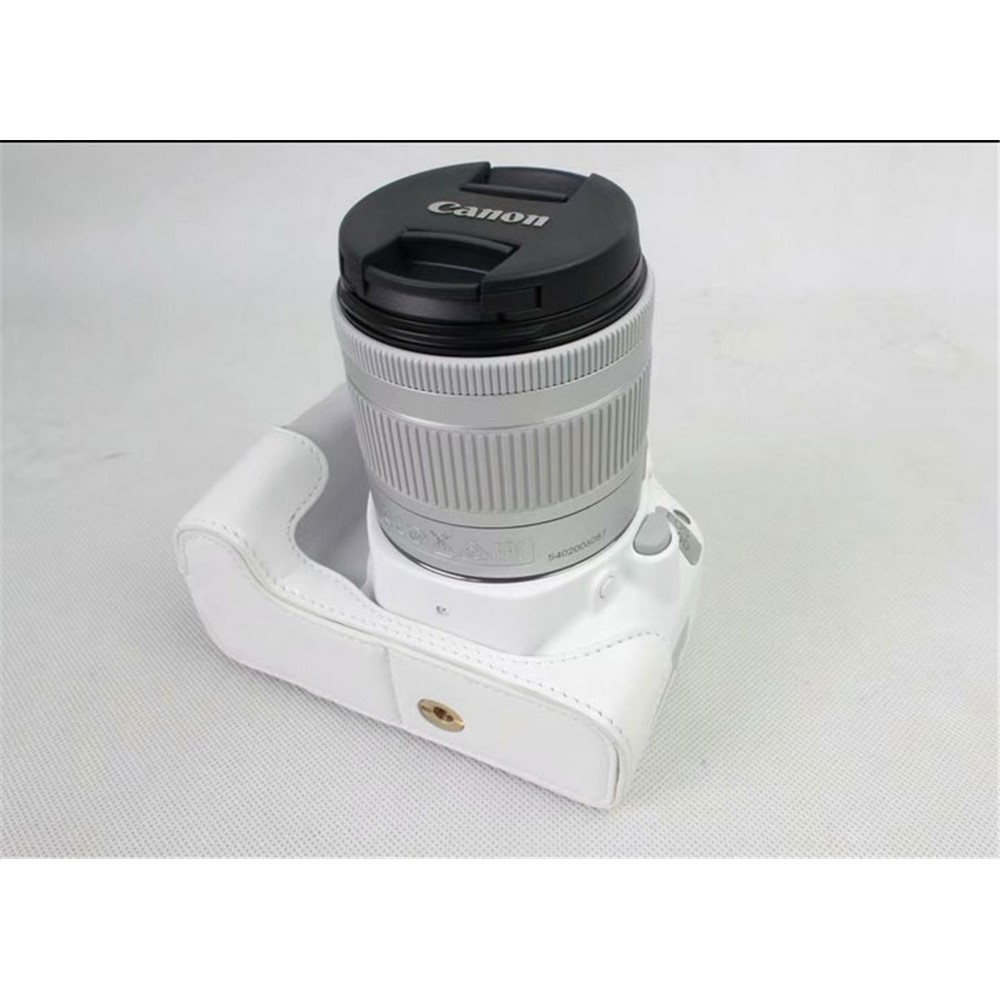 PU Leather Half Bottom Camera Protection Cover for Canon EOS 200D - White-4