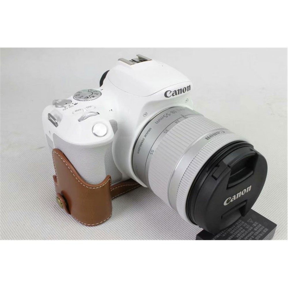 PU Leather Half Bottom Camera Protection Shell for Canon EOS 200D - Brown-2
