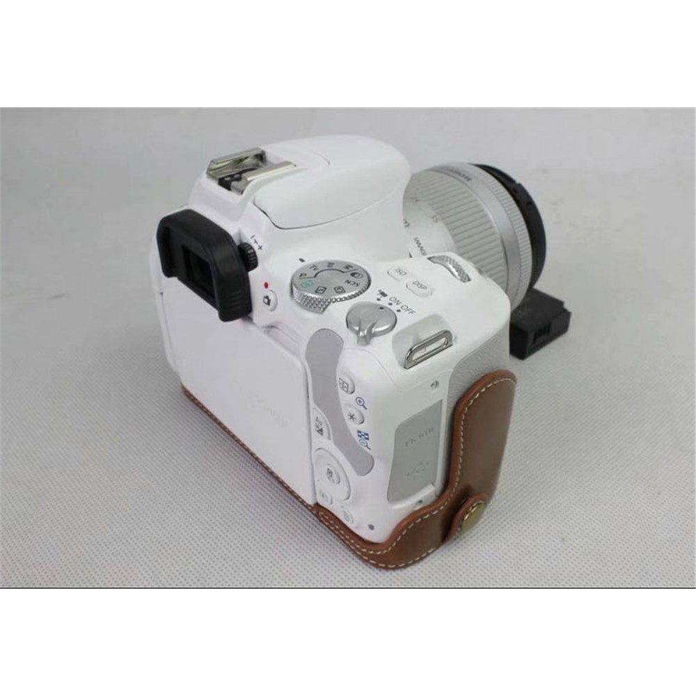 PU Leather Half Bottom Camera Protection Shell for Canon EOS 200D - Brown-4