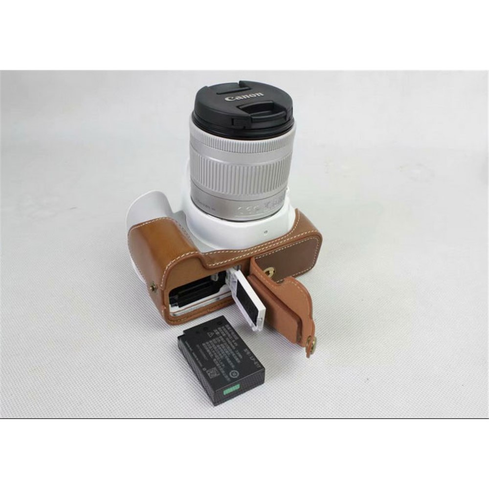 PU Leather Half Bottom Camera Protection Shell for Canon EOS 200D - Brown-7
