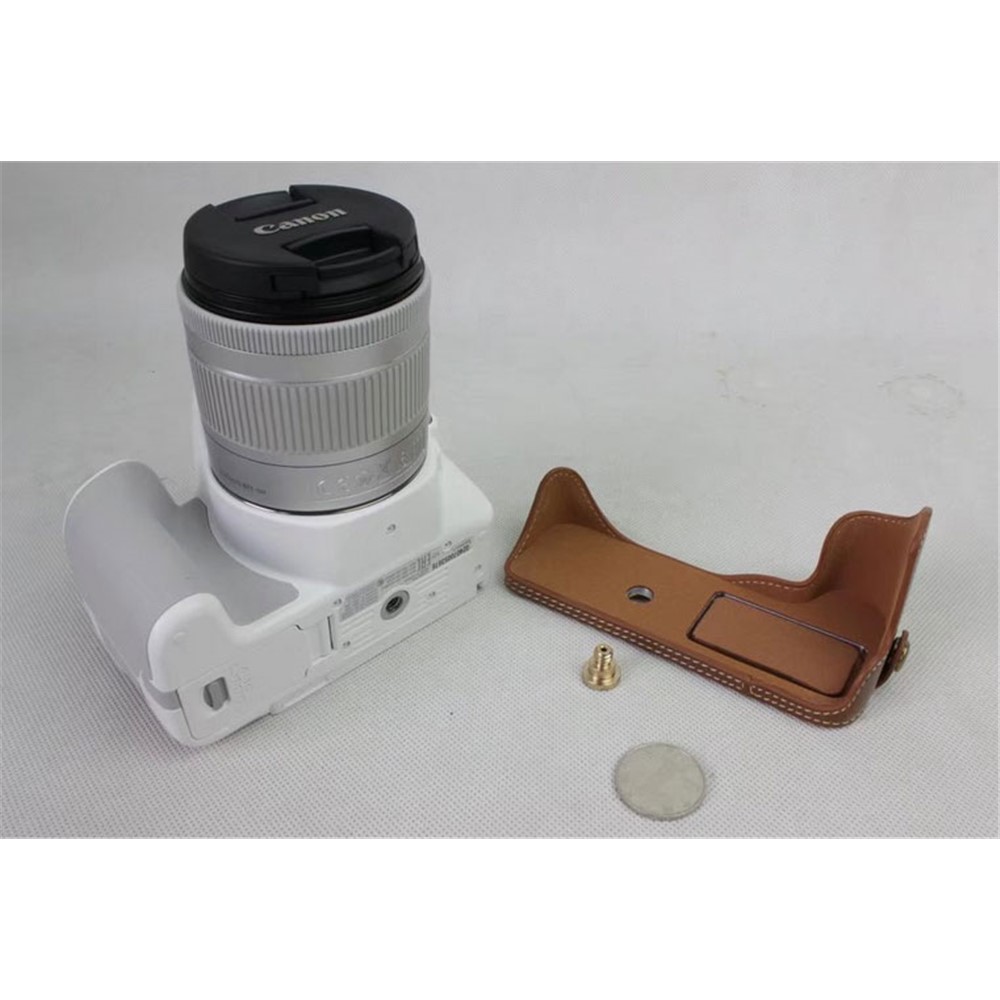 PU Leather Half Bottom Camera Protection Shell for Canon EOS 200D - Brown-9