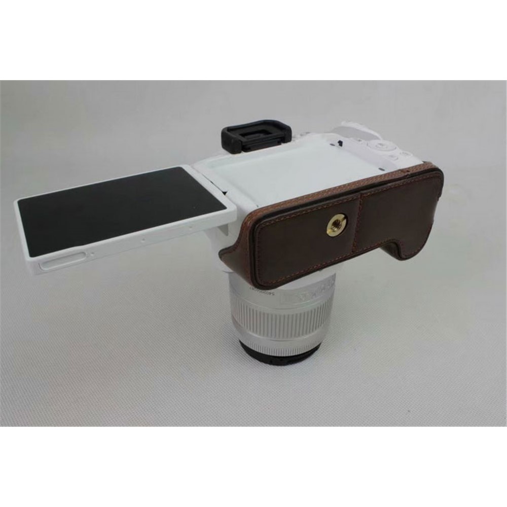 PU Leather Half Bottom Camera Protective Casing for Canon EOS 200D - Coffee-10