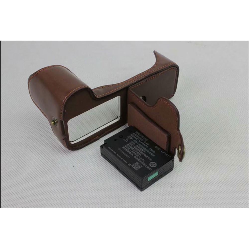 PU Leather Half Bottom Camera Protective Casing for Canon EOS 200D - Coffee-13