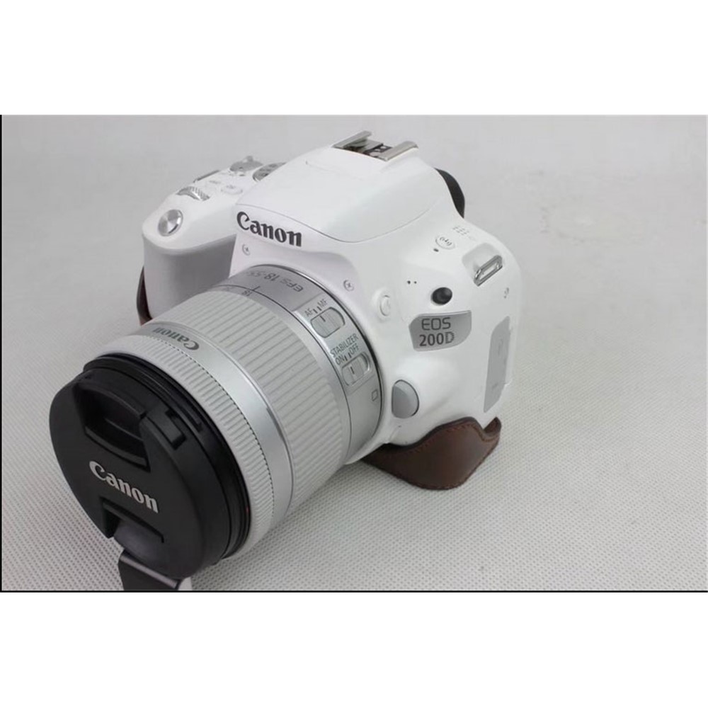 PU Leather Half Bottom Camera Protective Casing for Canon EOS 200D - Coffee-3