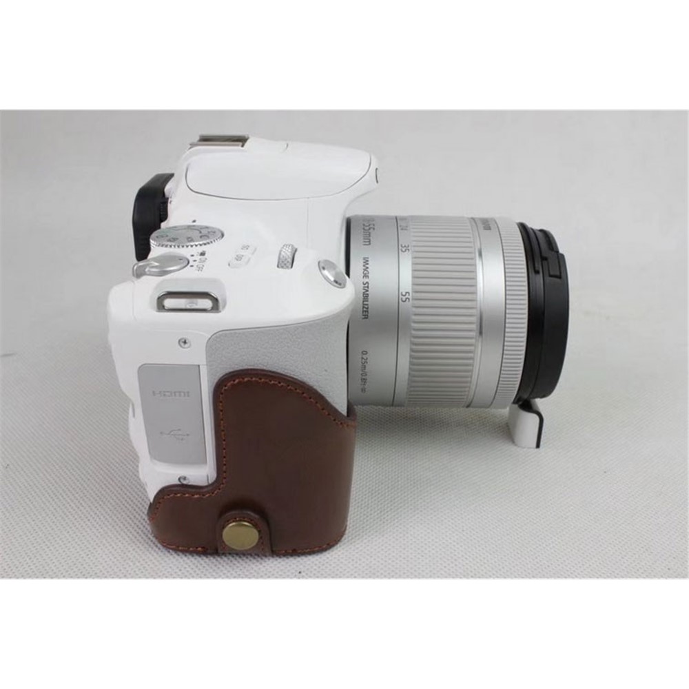 PU Leather Half Bottom Camera Protective Casing for Canon EOS 200D - Coffee-5