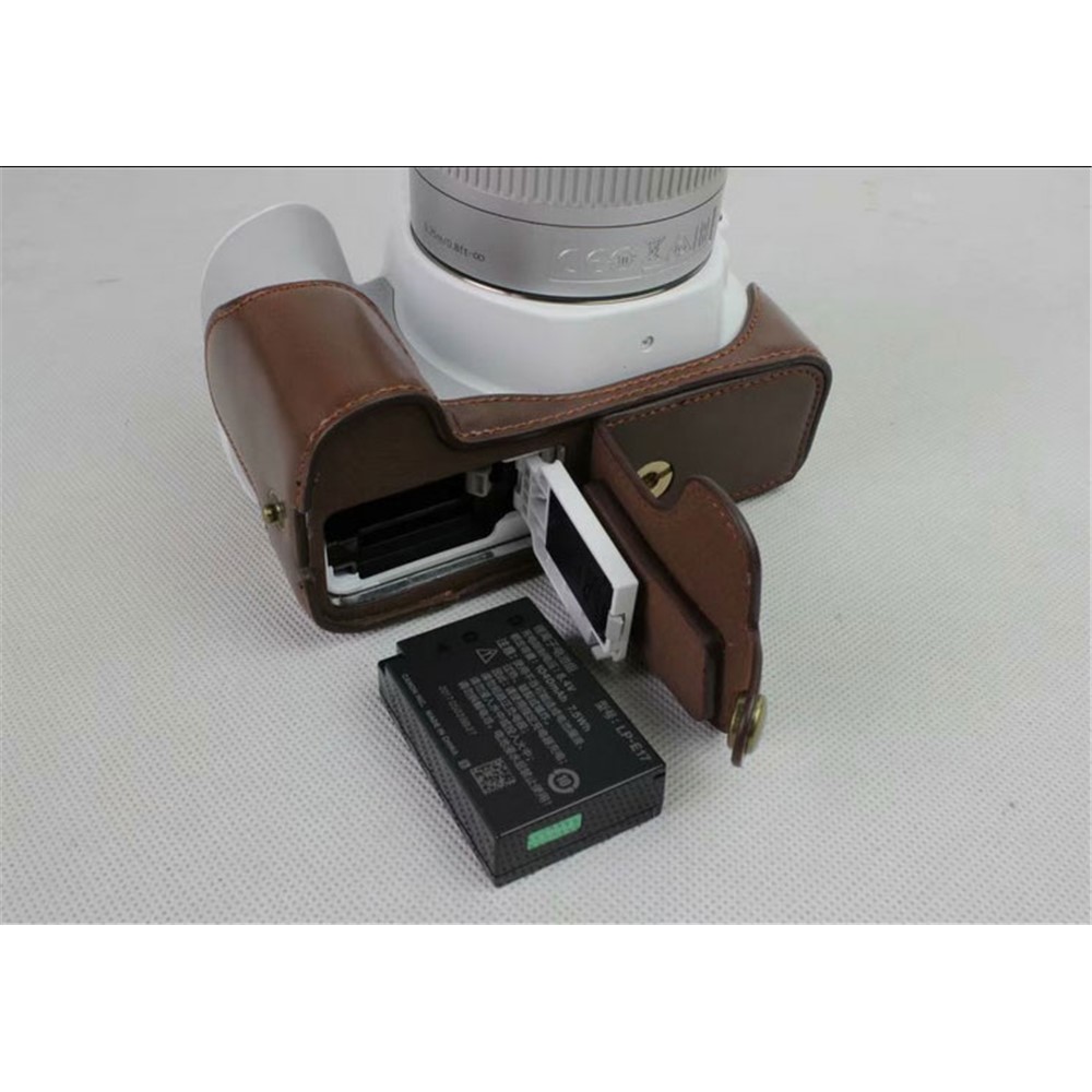 PU Leather Half Bottom Camera Protective Casing for Canon EOS 200D - Coffee-8