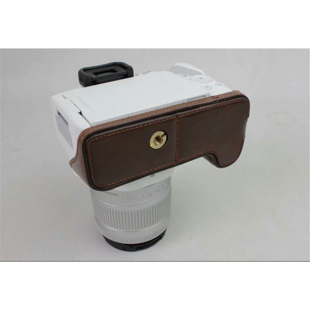 PU Leather Half Bottom Camera Protective Casing for Canon EOS 200D - Coffee-9