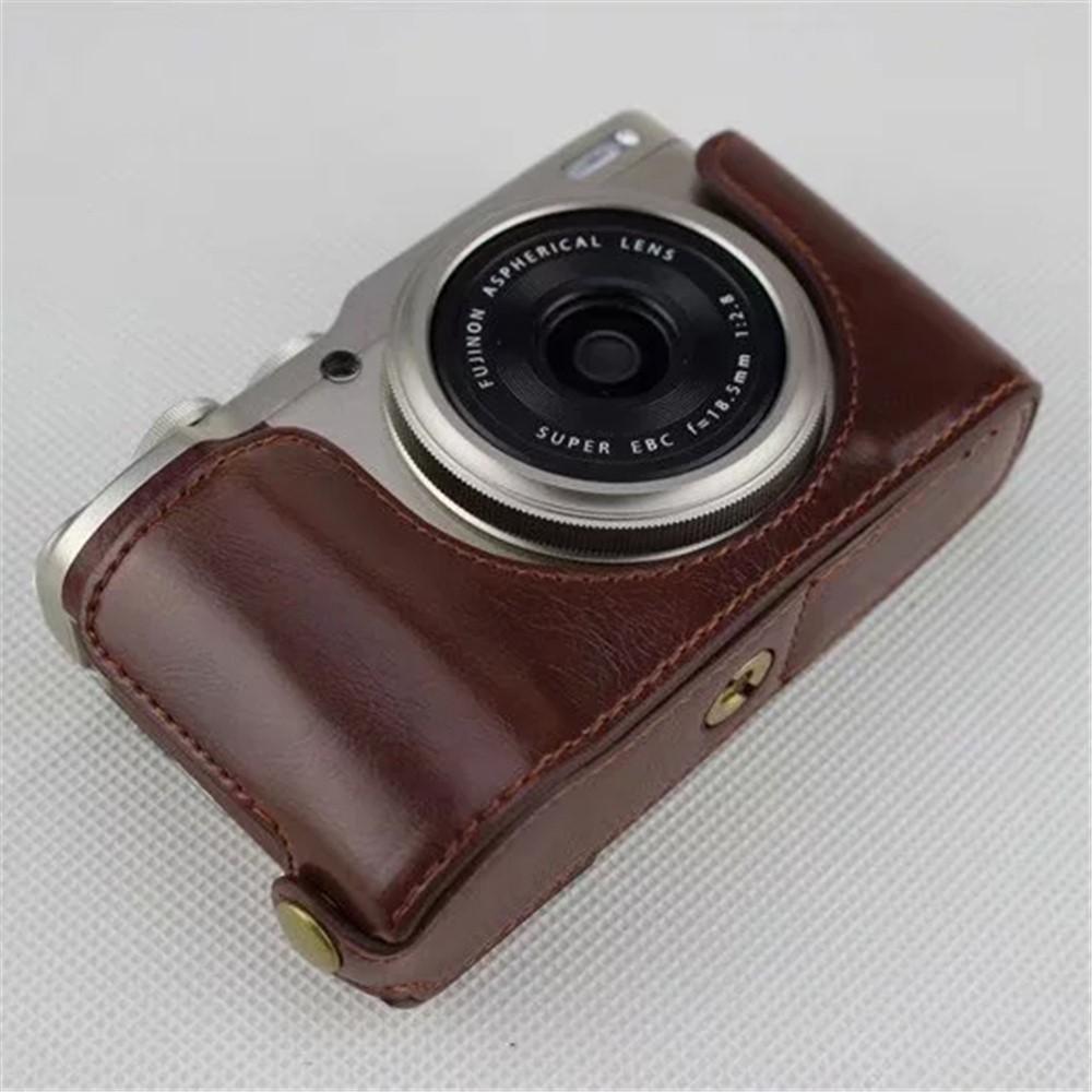 PU Leather Half Bottom Camera Protection Cover for Fujifilm XF10 Digital Compact Camera - Coffee-1