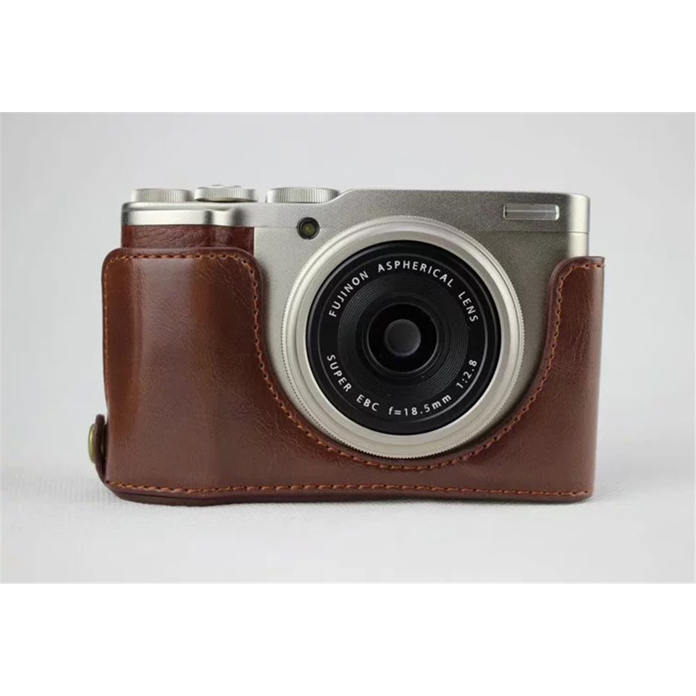 Pu Leather Half Bottom Camera Protection Cover Pour Fujifilm XF10 Digital Compact Camera - Café