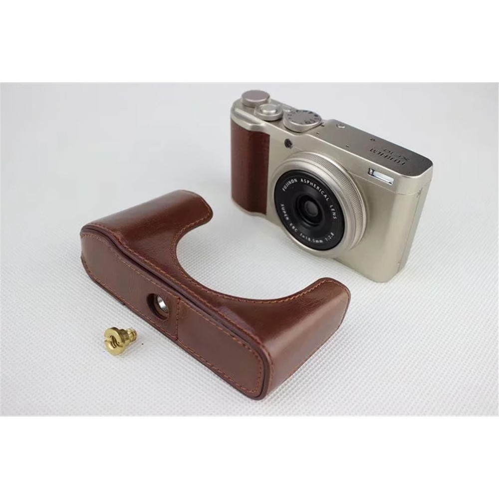 PU Leather Half Bottom Camera Protection Cover for Fujifilm XF10 Digital Compact Camera - Coffee-5