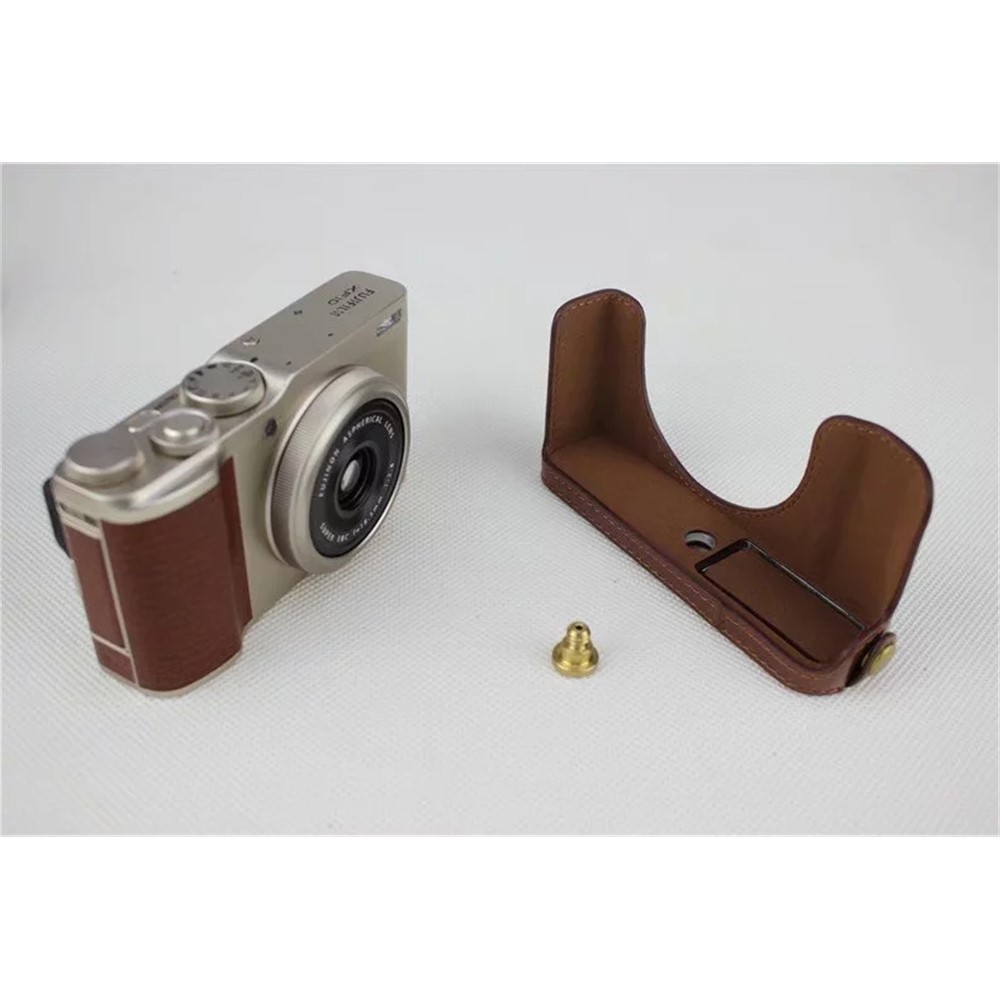 PU Leather Half Bottom Camera Protection Cover for Fujifilm XF10 Digital Compact Camera - Coffee-6